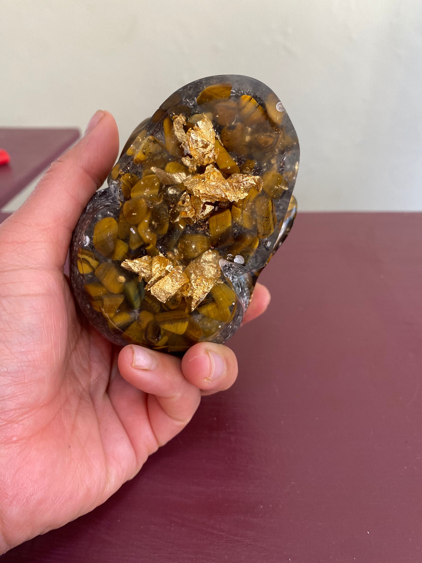 Tiger Eye Orgonite Skull - 8cm