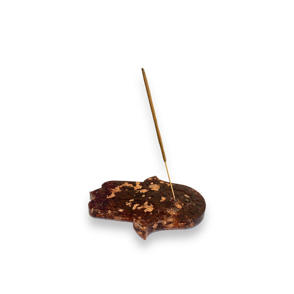 Garnet Copper Leaf Incense Holder - 12cm - Crystal Geological