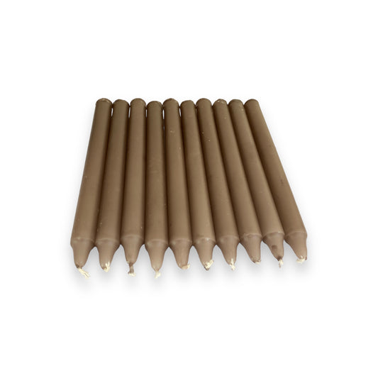 Pack of 10 Brown Candles - 17cm