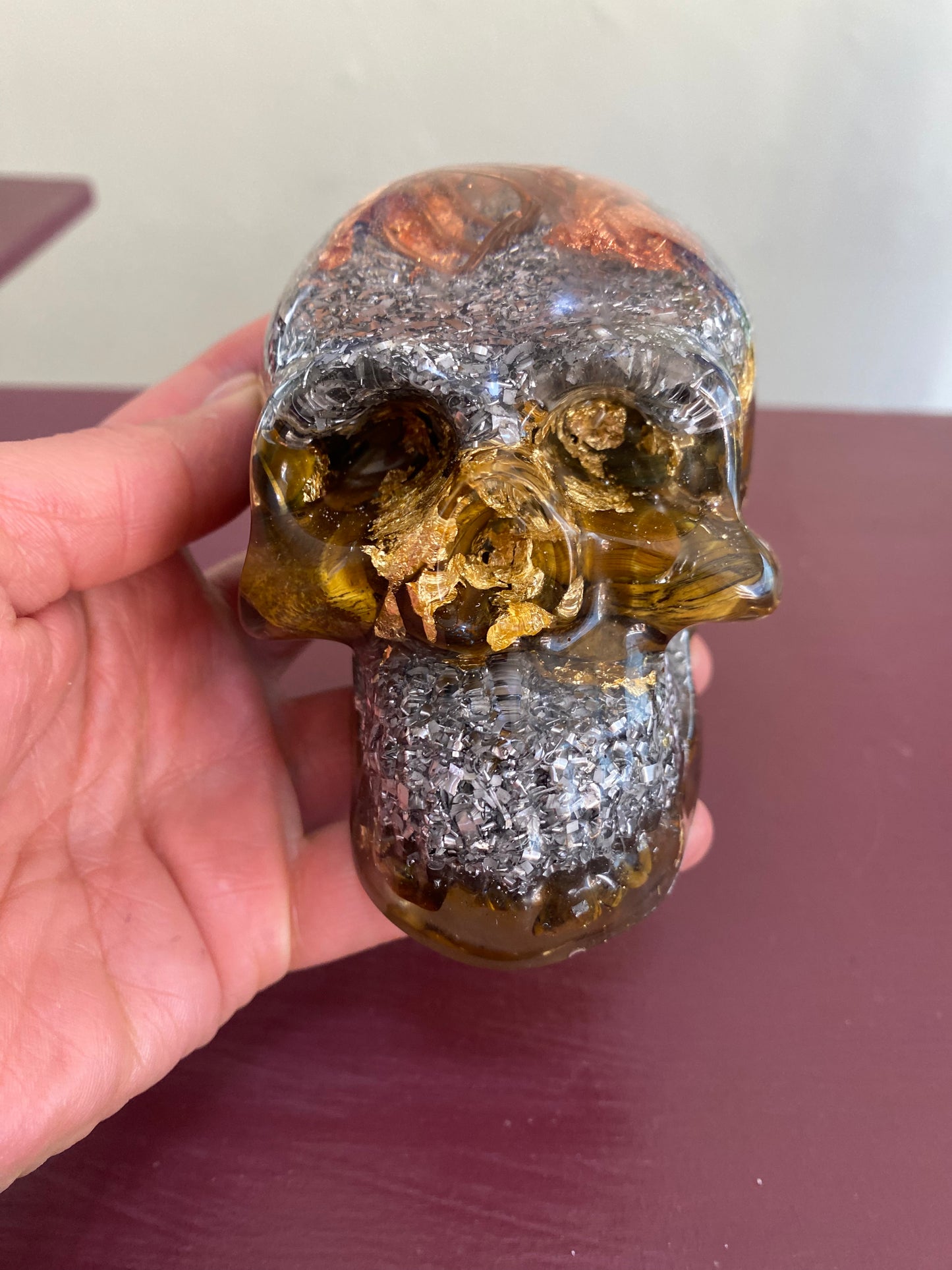 Tiger Eye Orgonite Skull - 8cm