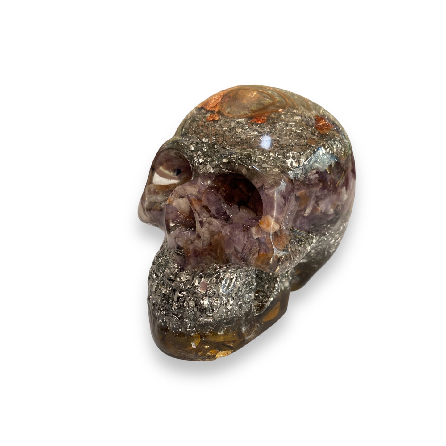 Amethyst & Tiger Eye Orgonite Skull - 8cm