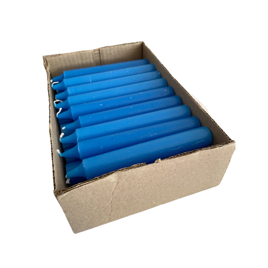 Box of 30 Light Blue Candles - Solid - 14cm