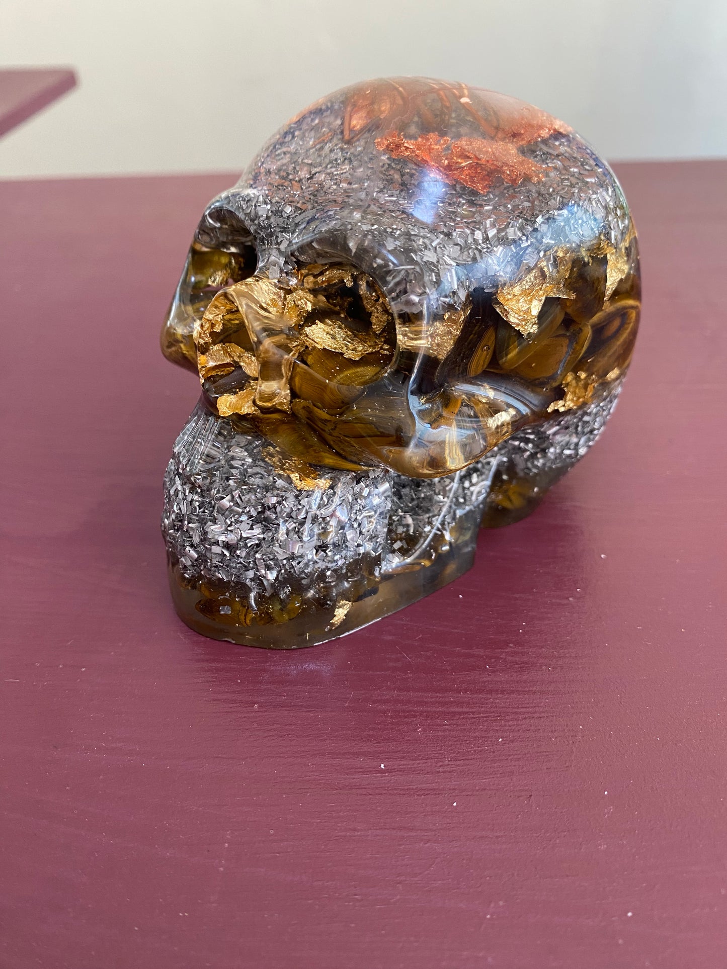 Tiger Eye Orgonite Skull - 8cm