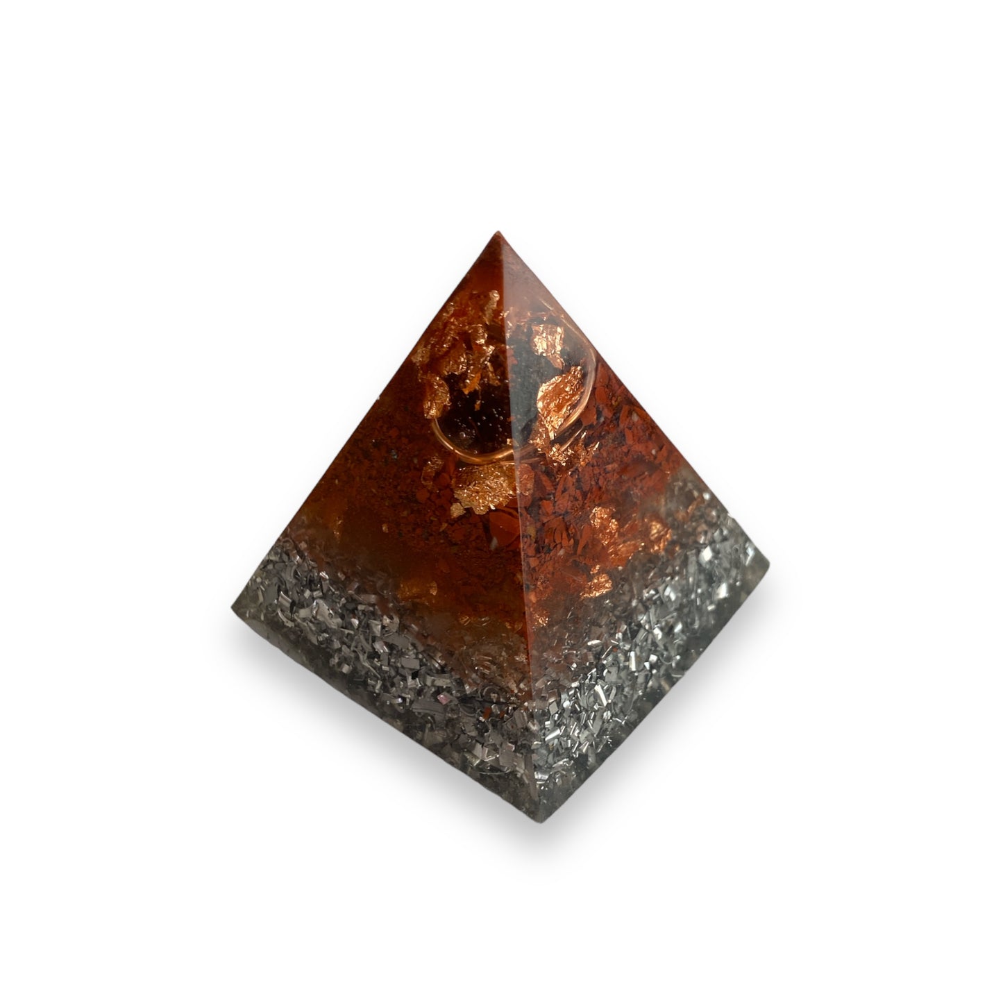 Red Jasper Copper Leaf Orgonite Pyramid - 5cm