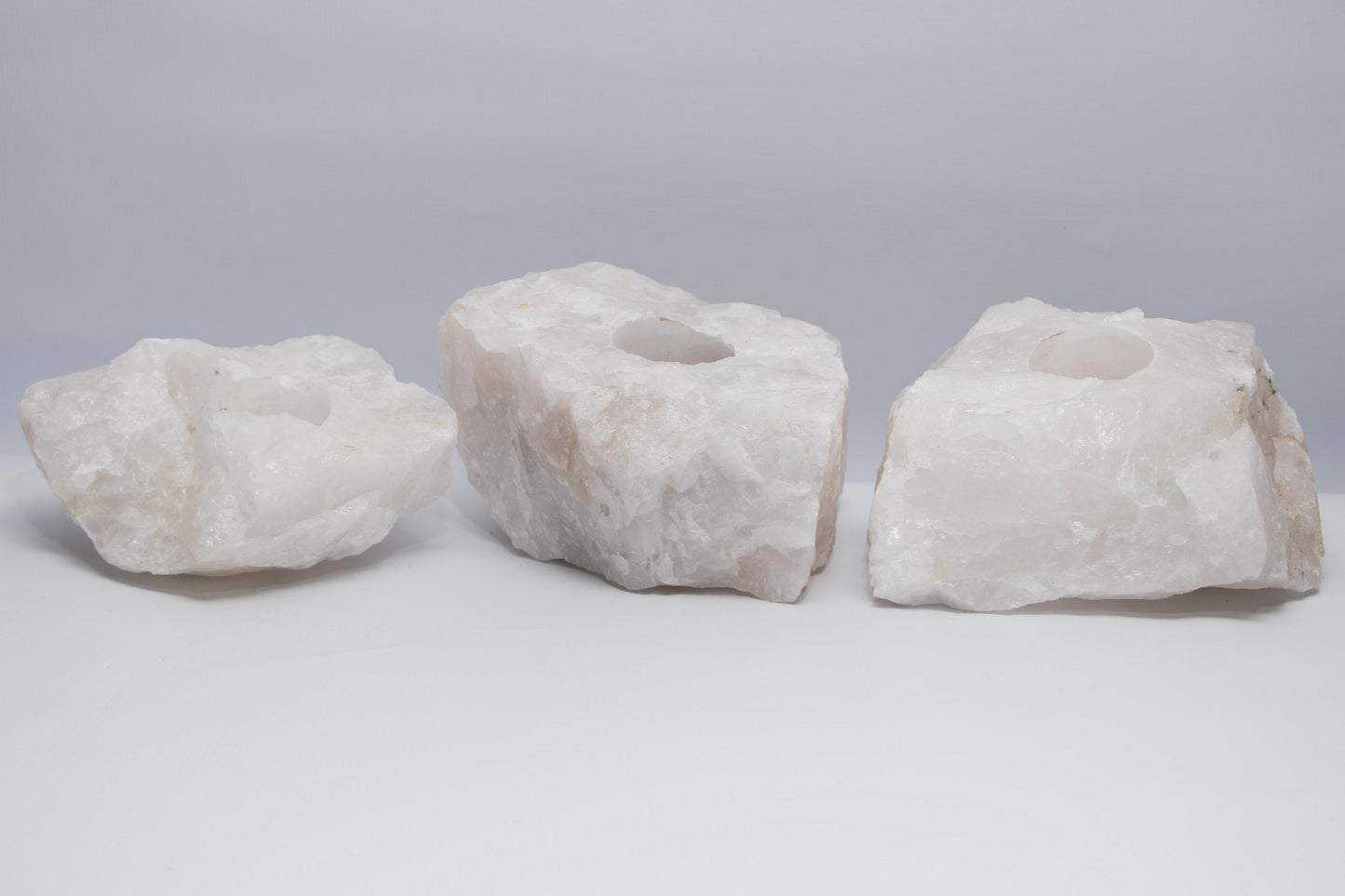 White Quartz Candle Holder - Crystal Geological