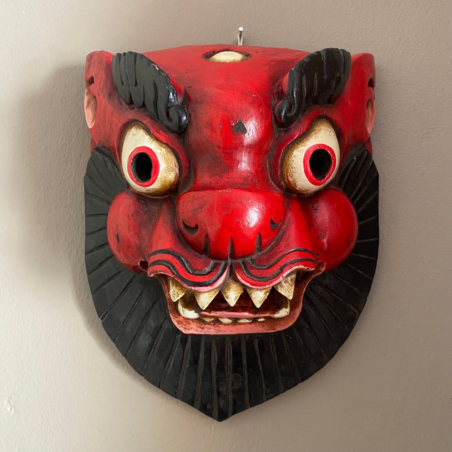 Dragon Nepali Wooden Mask - Red