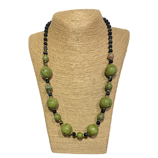 Unakite & Blue Tiger Eye Necklace - Crystal Geological