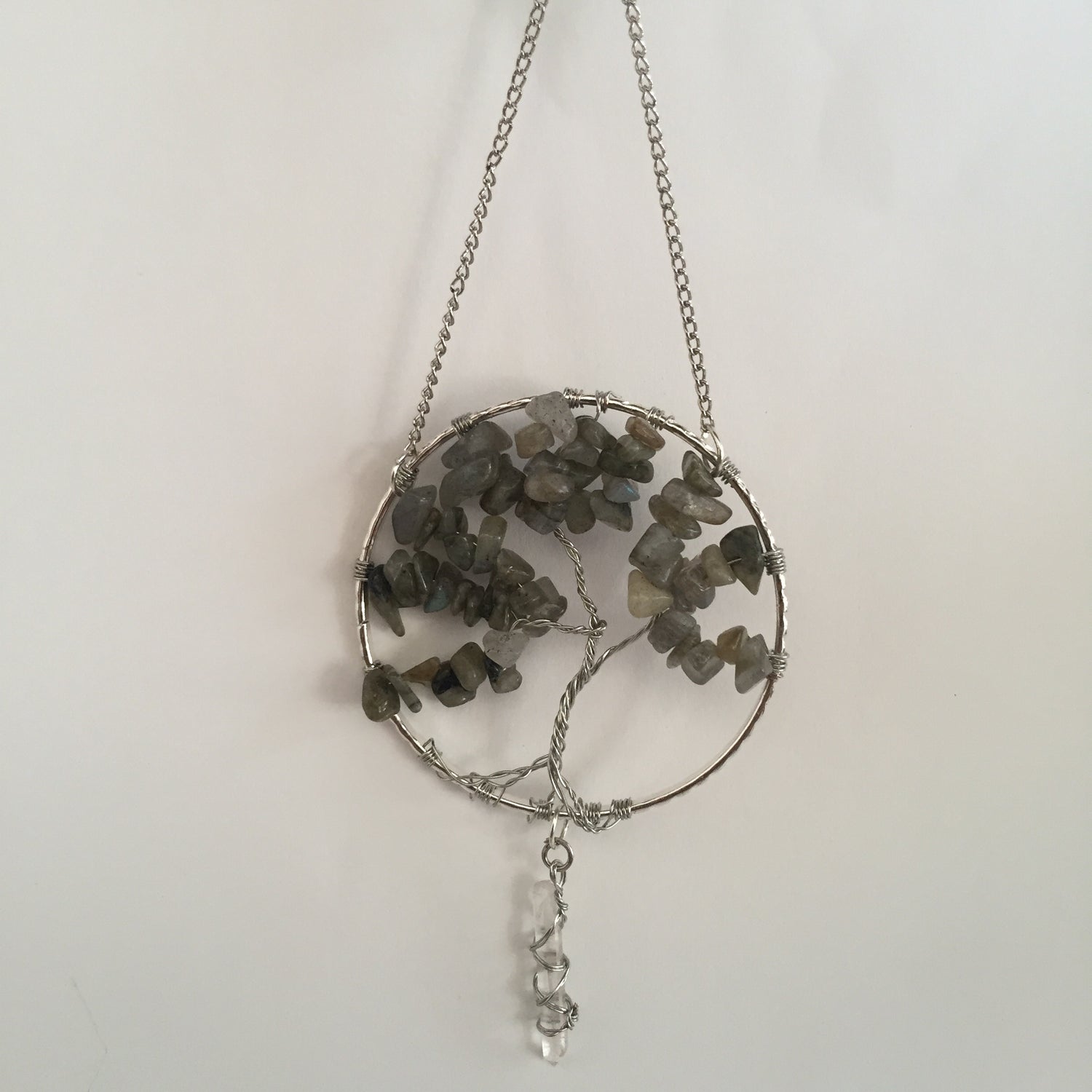 Labradorite Silver Suncatcher with Crystal Point - Crystal Geological