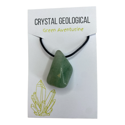 Green Adventurine Tumble Stone Necklace - Crystal Geological