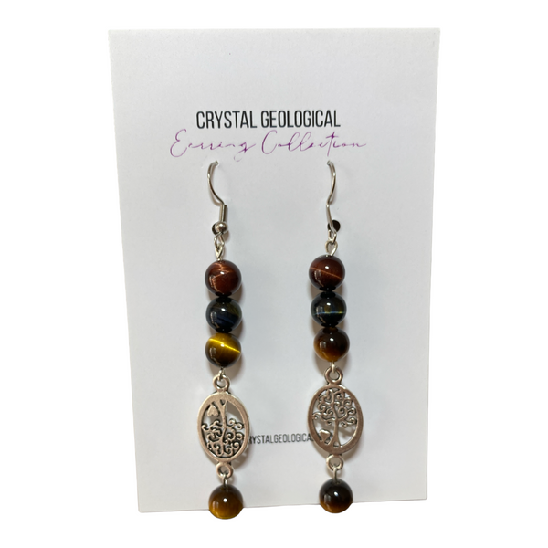 Assorted Tiger Eye Earring Pair - Crystal Geological