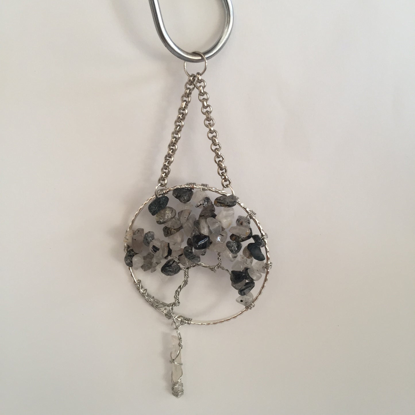 Tourmalated Quartz Silver Suncatcher with Crystal Point - Crystal Geological