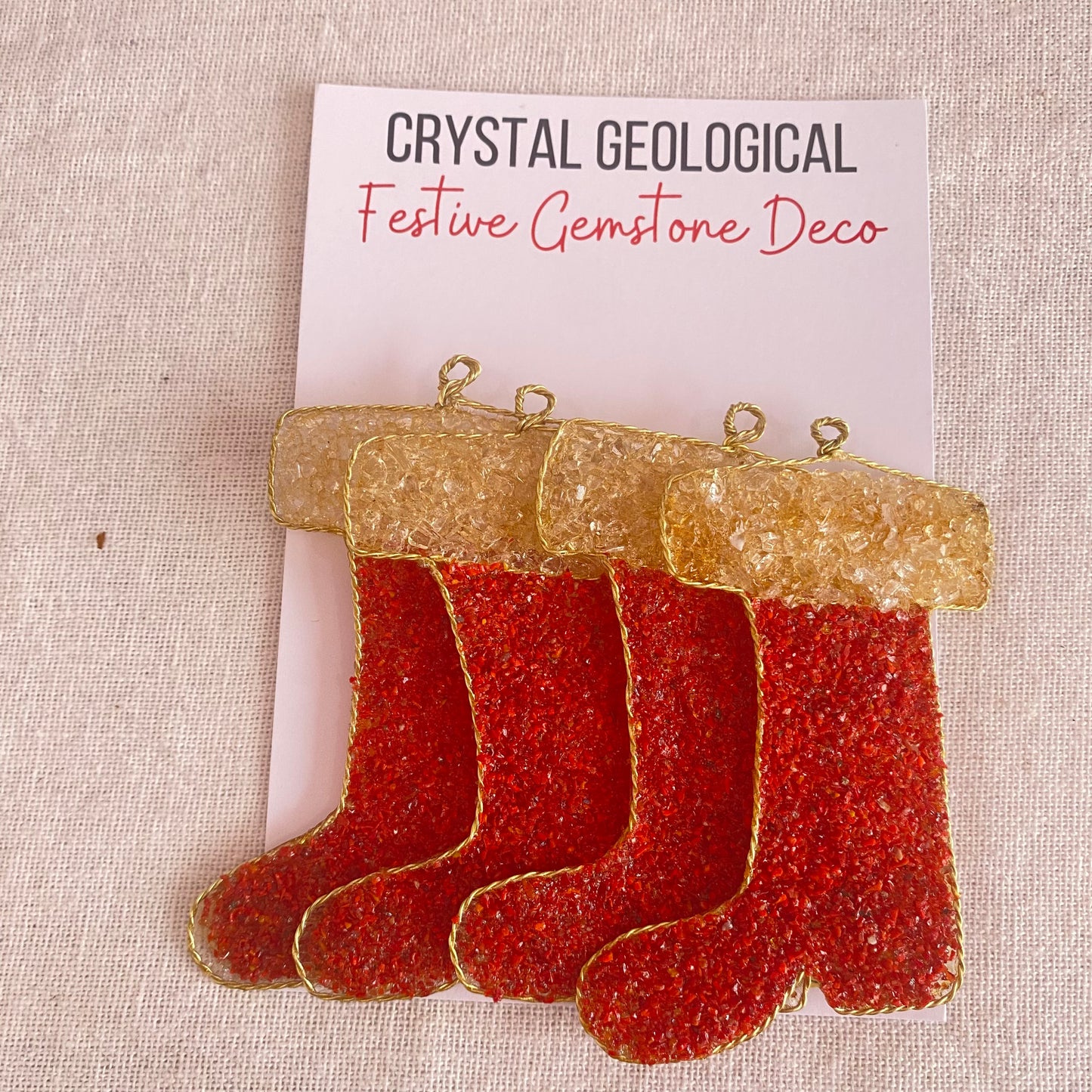 Christmas Decorations - Coral & Citrine - Boots - Pack of 4
