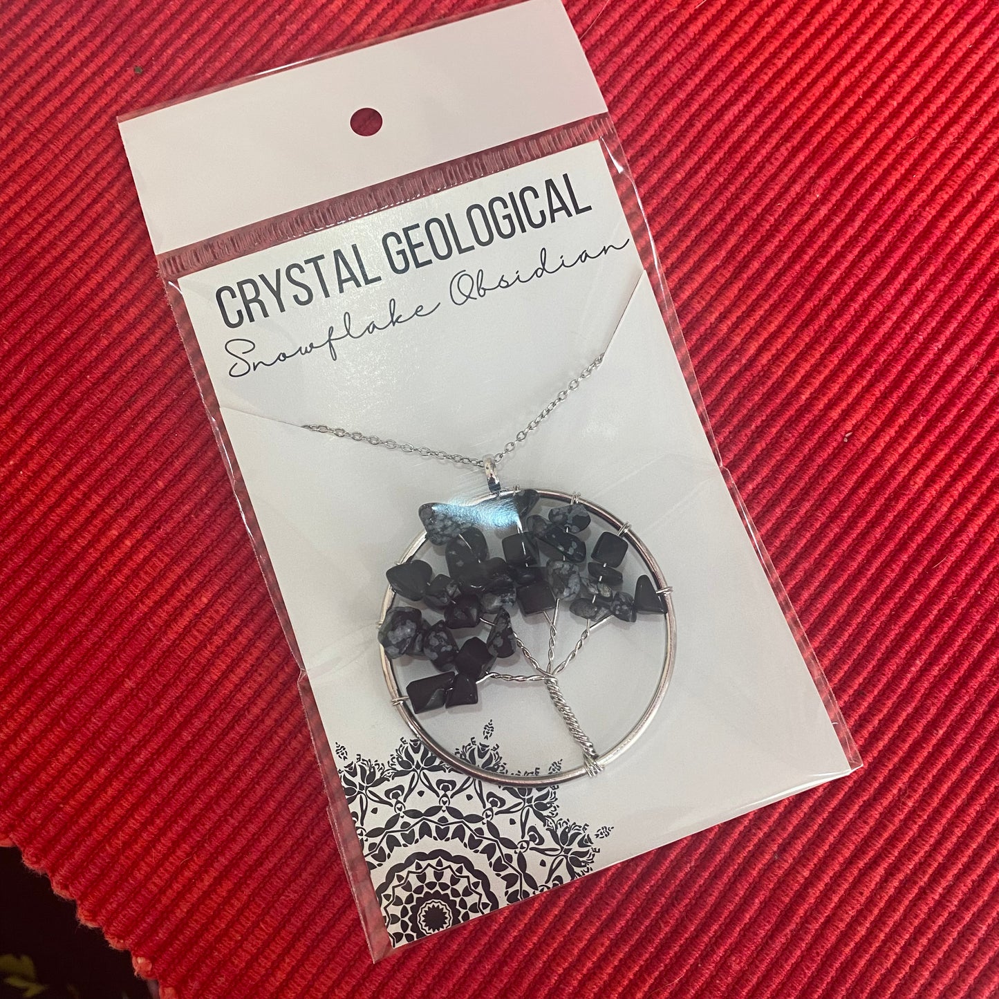 Snowflake Obsidian Tree of Life Necklace