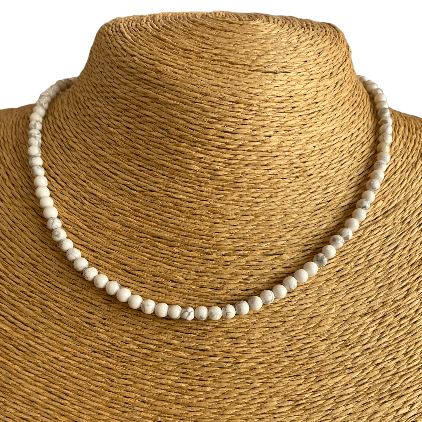 Howlite Beaded Necklace - Sterling Silver