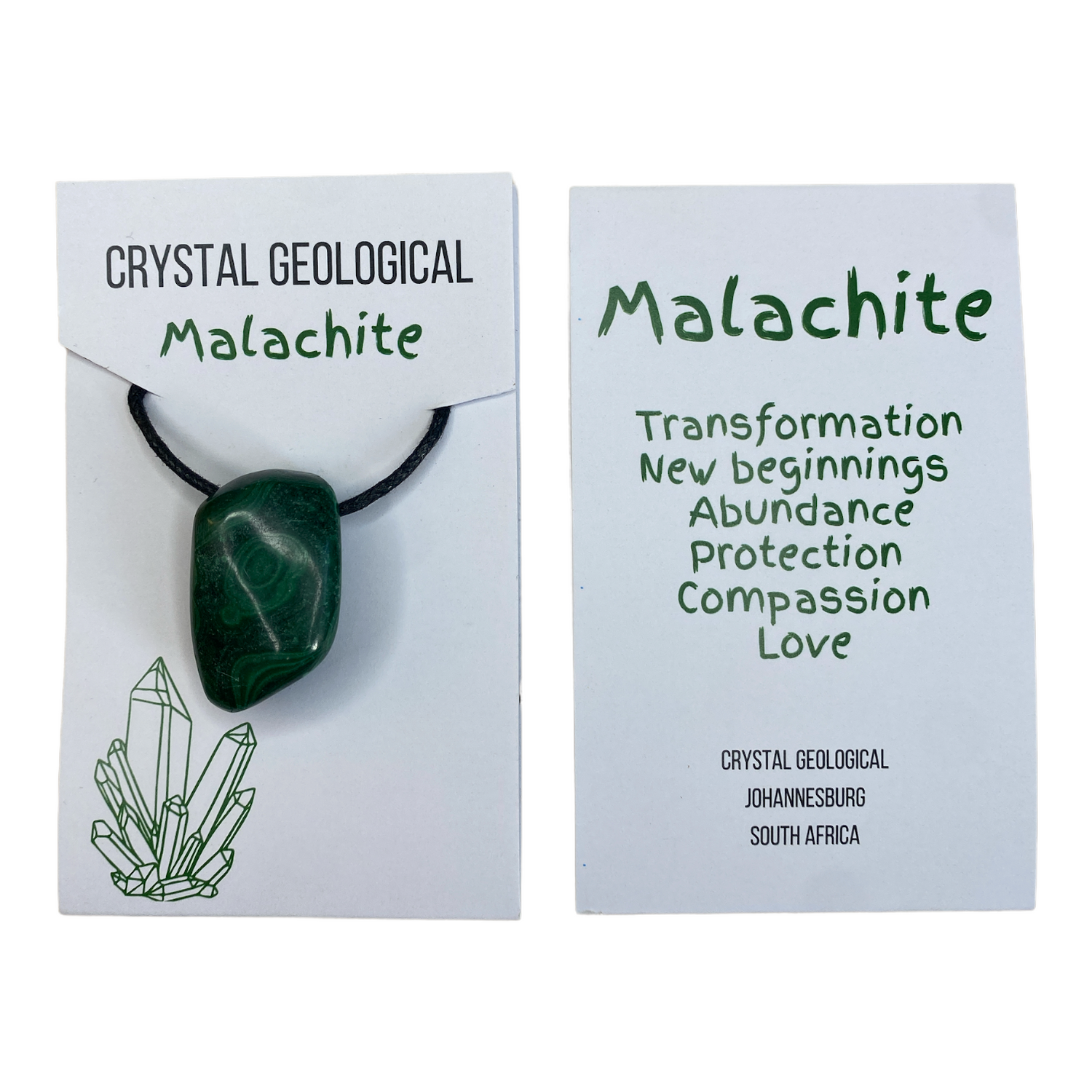Malachite Tumble Stone Necklace - Crystal Geological