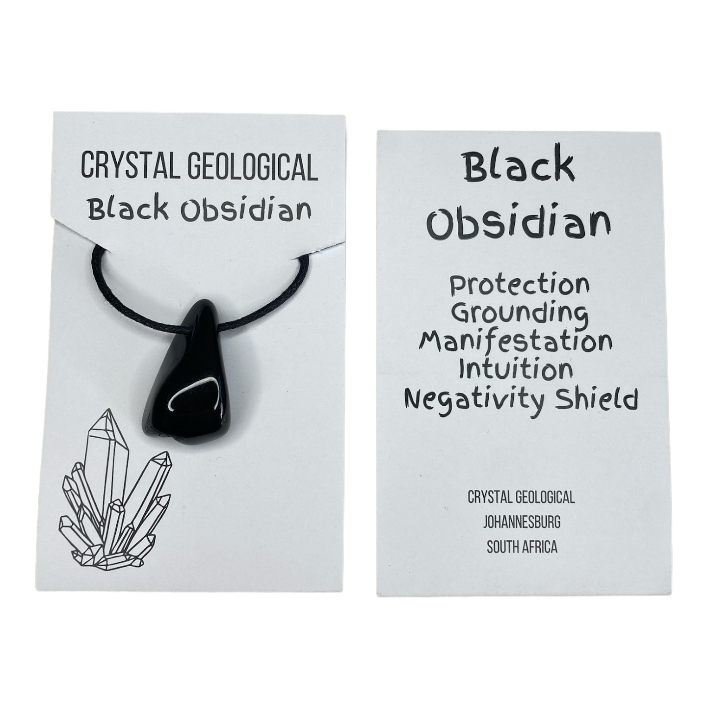 Black Obsidian Tumble Stone Necklace - Crystal Geological