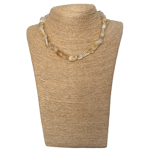 Citrine Beaded Necklace - Sterling Silver