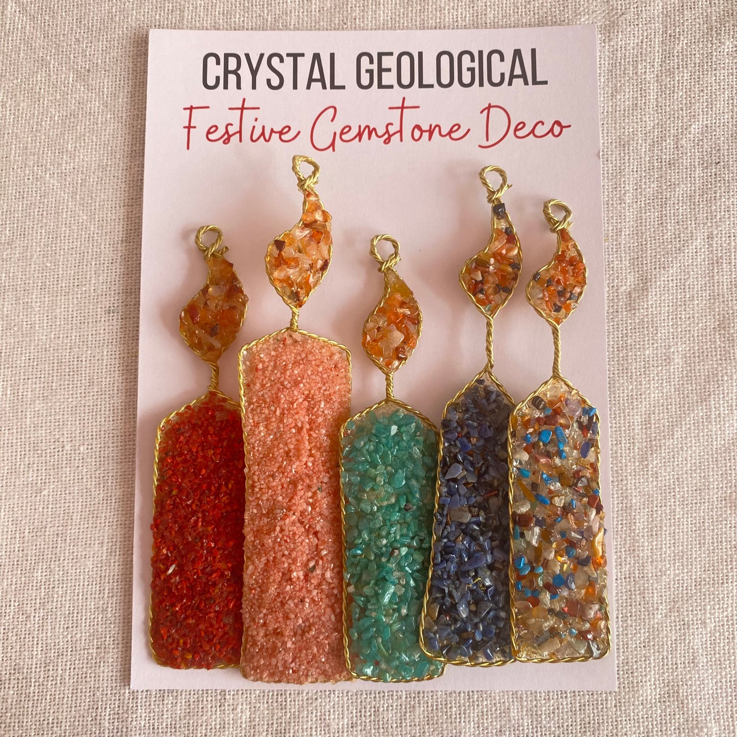 Christmas Tree Decoration - Mixed Gemstone Candles - Pack of 5