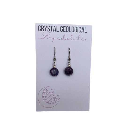 Lepidolite Earring Pair - Crystal Geological