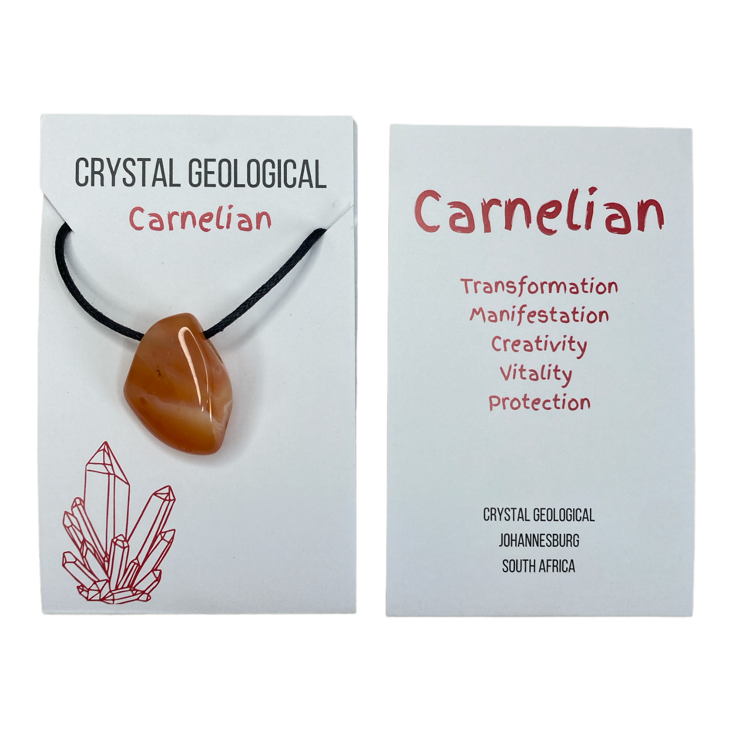 Carnelian Tumble Stone Necklace - Crystal Geological