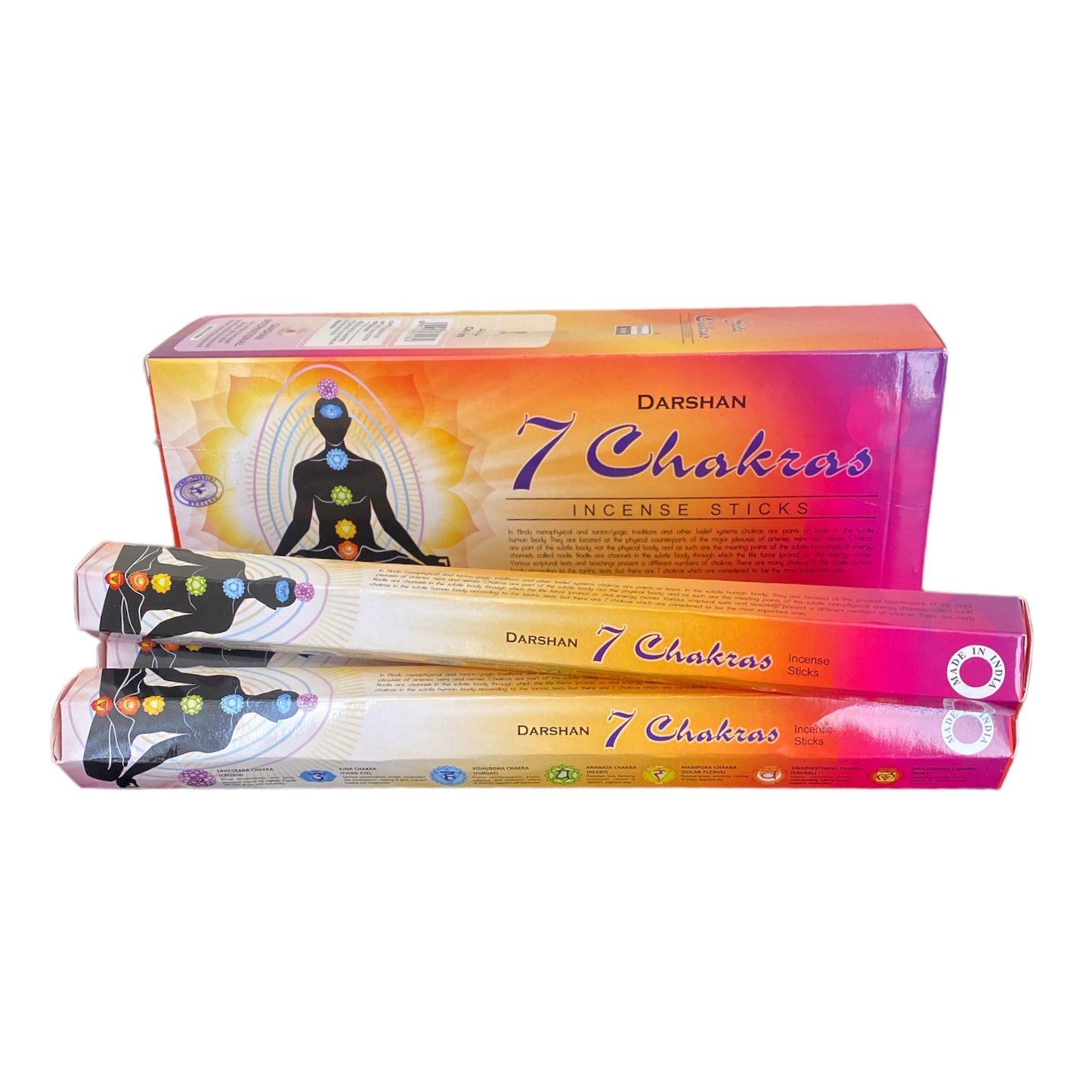 7 Chakra Incense Sticks - Box of 6 Tubes