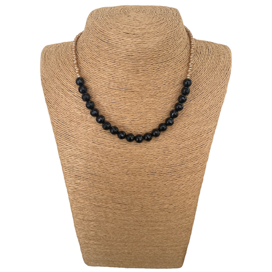 Faceted Black Agate Necklace - Crystal Geological