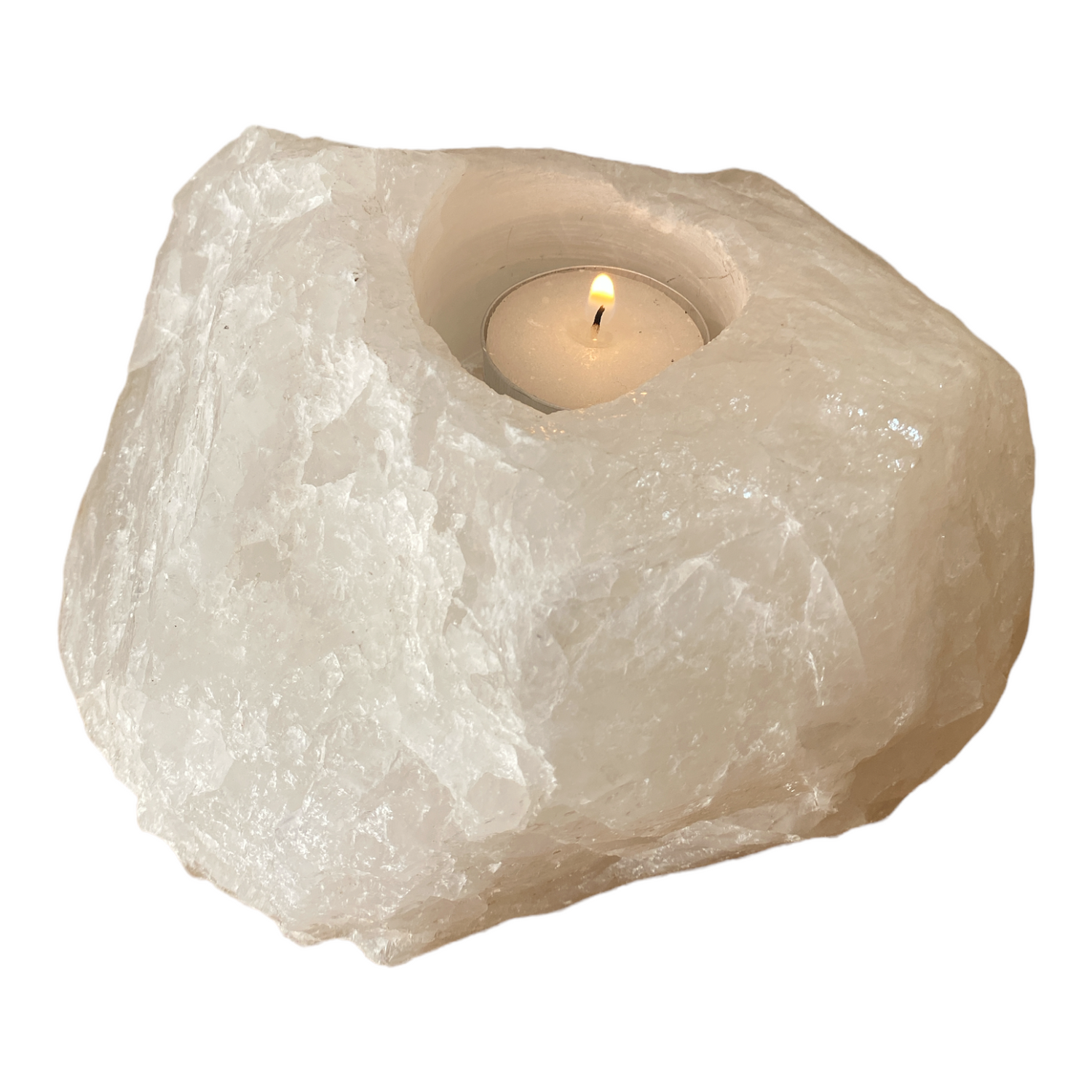 White Quartz Candle Holder - EARLY BIRD SPECIAL April 2022 - Crystal Geological